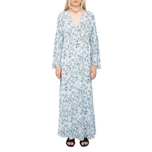Zadig & Voltaire Blue Long Floral Print Maxi Dress Womens size Small - Picture 1 of 10